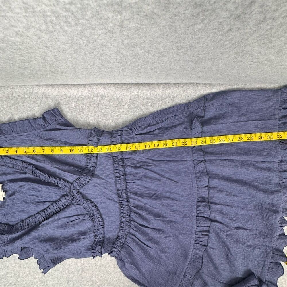 PINCH Women's Sleeveless V Neck Ruffle Mini Dress Blue Size Large - Picture 8 of 9